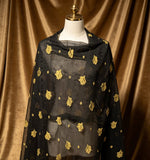 A Black pure banarsi duppata with golden zarri work.