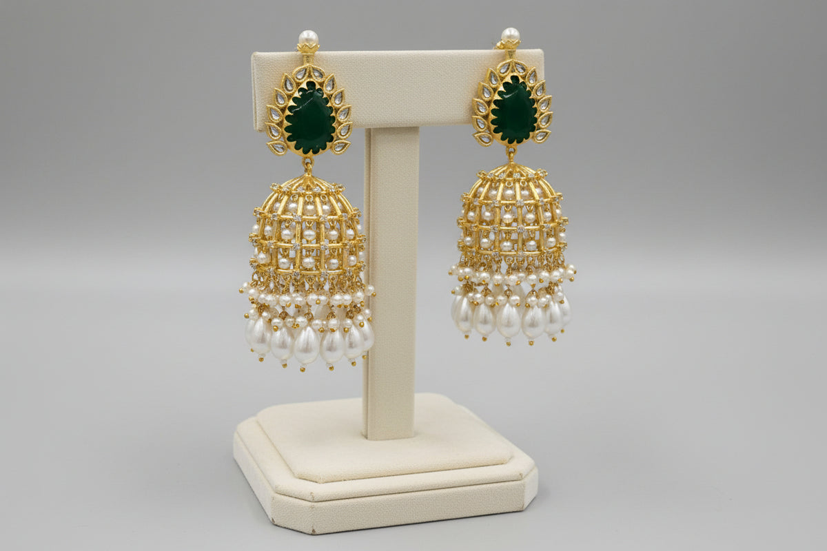 A Royal Gilded emerald green Monalisa Stone and Coin Golden