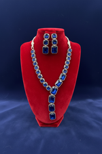 The Lumina Opal Crystal Lariat & Chandelier Jewellery Set | Famaza Couture