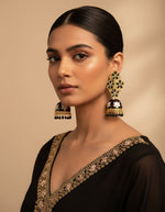 Traditional black Meenakari jhumka earrings – lightweight Indian bridal jewellery