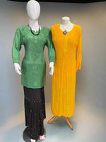 Chikankari Short Kurti/Shirt/Top - Viscose - Ghass Patti work