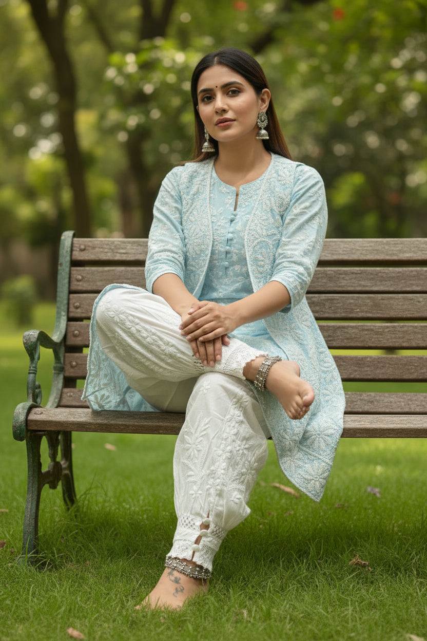 Afghani cotton pants close up of ankle cuffs