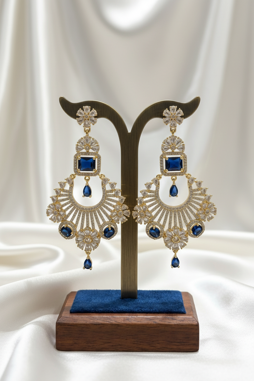 Ameriacn diamond earrings with navy blue stones