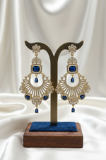 Ameriacn diamond earrings with navy blue stones