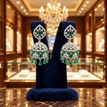 American Diamond Emerald Green Drop Earrings – Festive Indian Jewellery