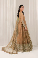 Elegant Beige Pakistani 3-Piece Party Wear Maxi Dress | Long Embroidered Evening Gown