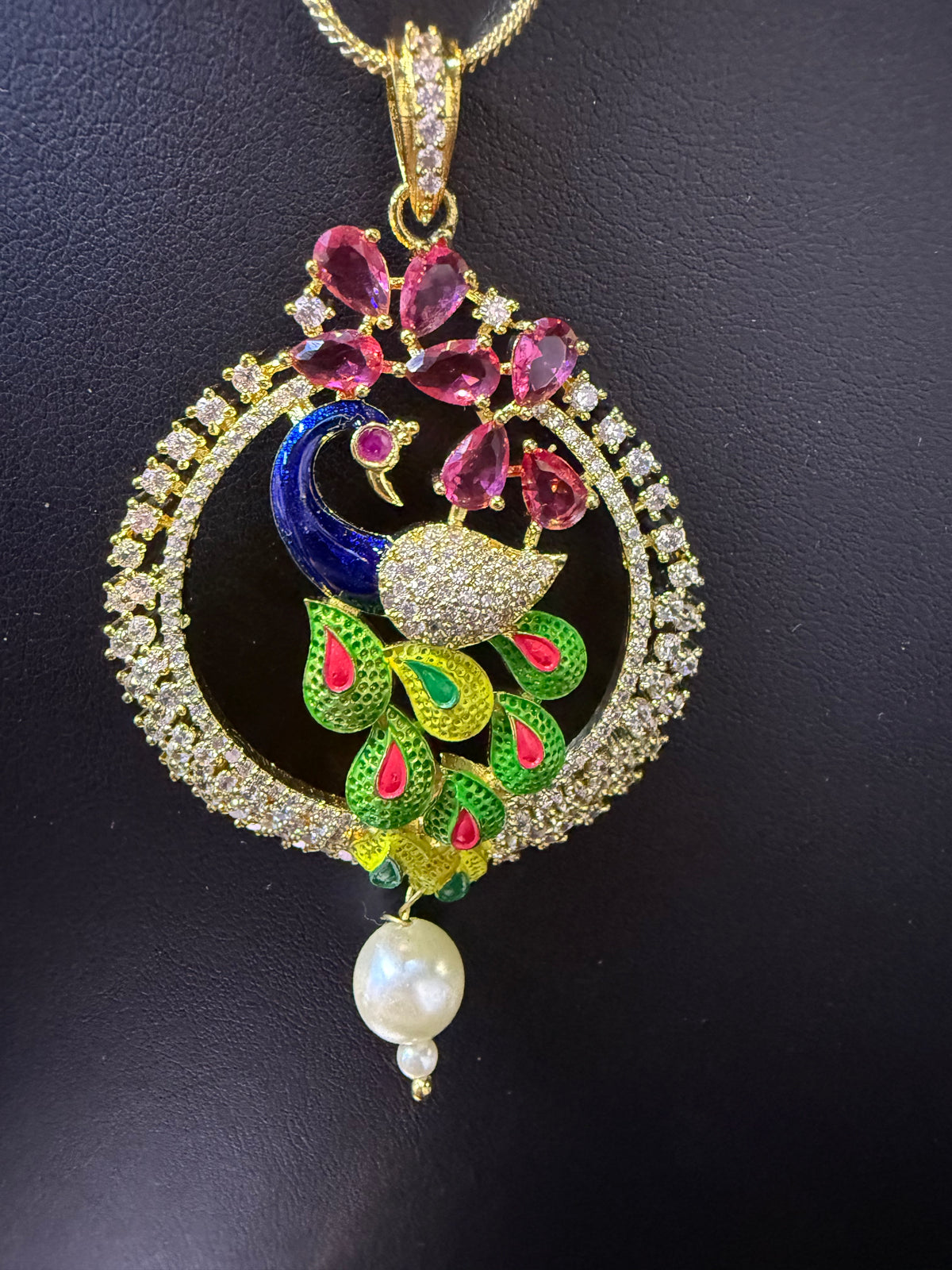 Peacock Pendants Set with earrings | Peacock sitting on swing– Famaza Couture