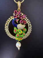 Peacock Pendants Set with earrings | Peacock sitting on swing– Famaza Couture