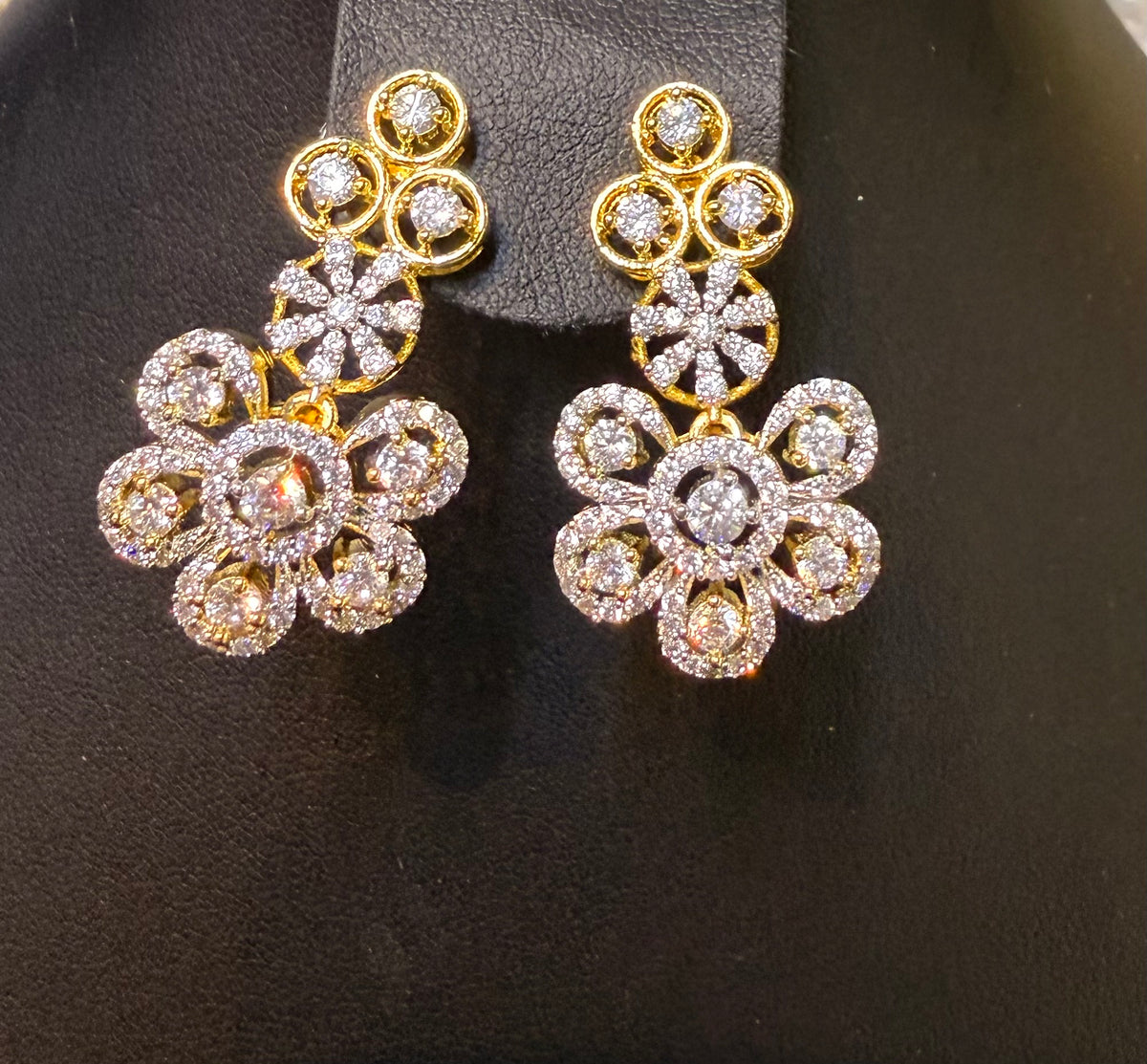 Gold Plated FloralSet with White Accents | Necklace & Earrings | Famaza couture