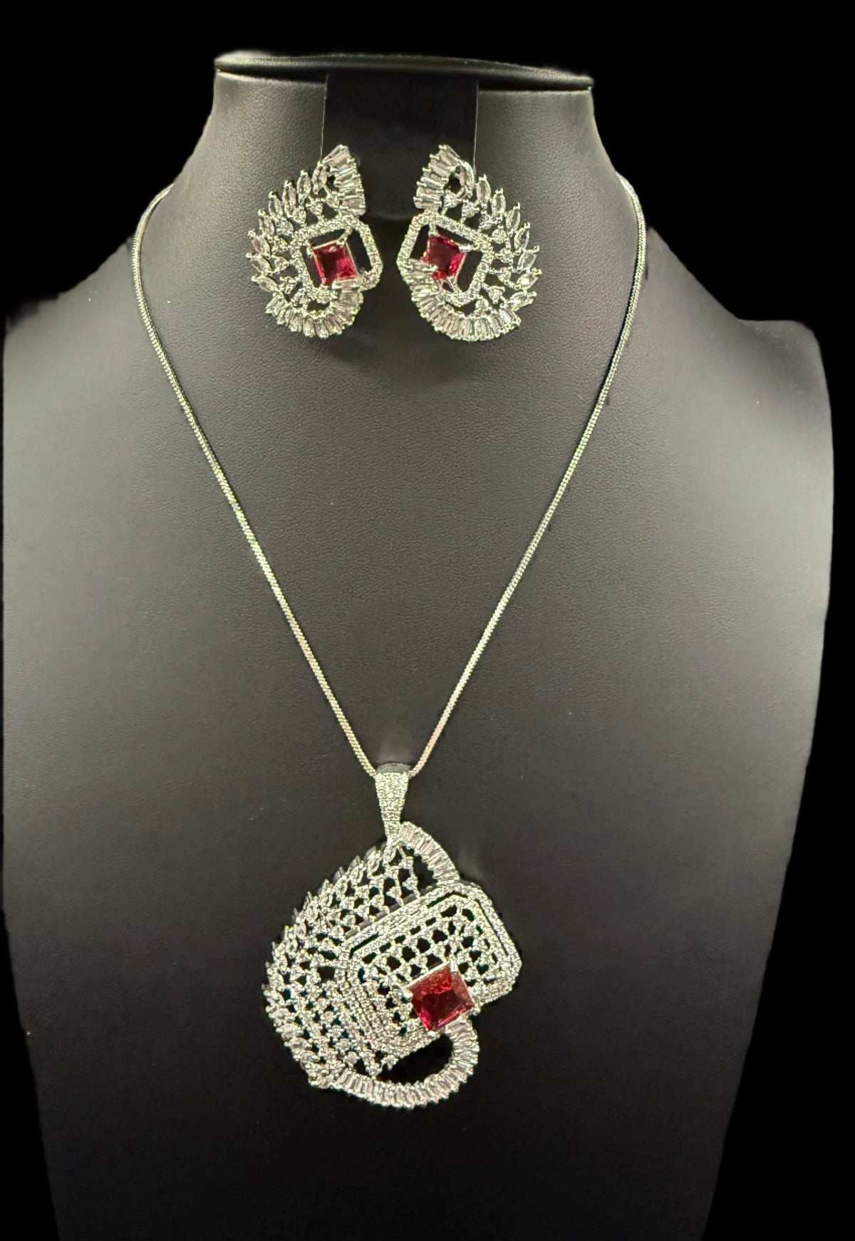 Artificial AD Pendants Set with earrings | Brooch Design – Famaza Couture