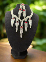 Sparkling Silver Cascade CZ Jewellery Set with Tikka | Famaza Couture