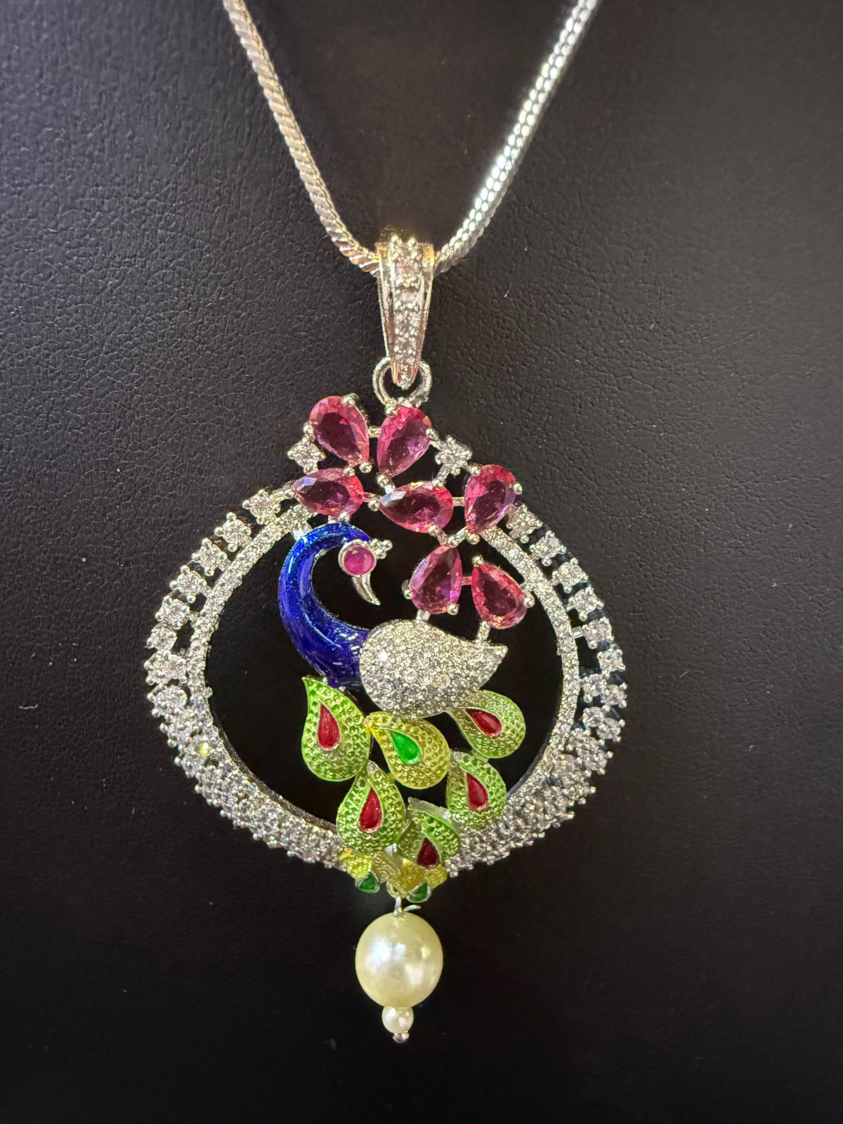 Peacock Pendants Set with earrings | Peacock sitting on swing– Famaza Couture