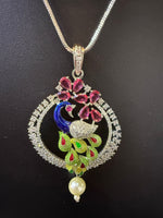 Peacock Pendants Set with earrings | Peacock sitting on swing– Famaza Couture