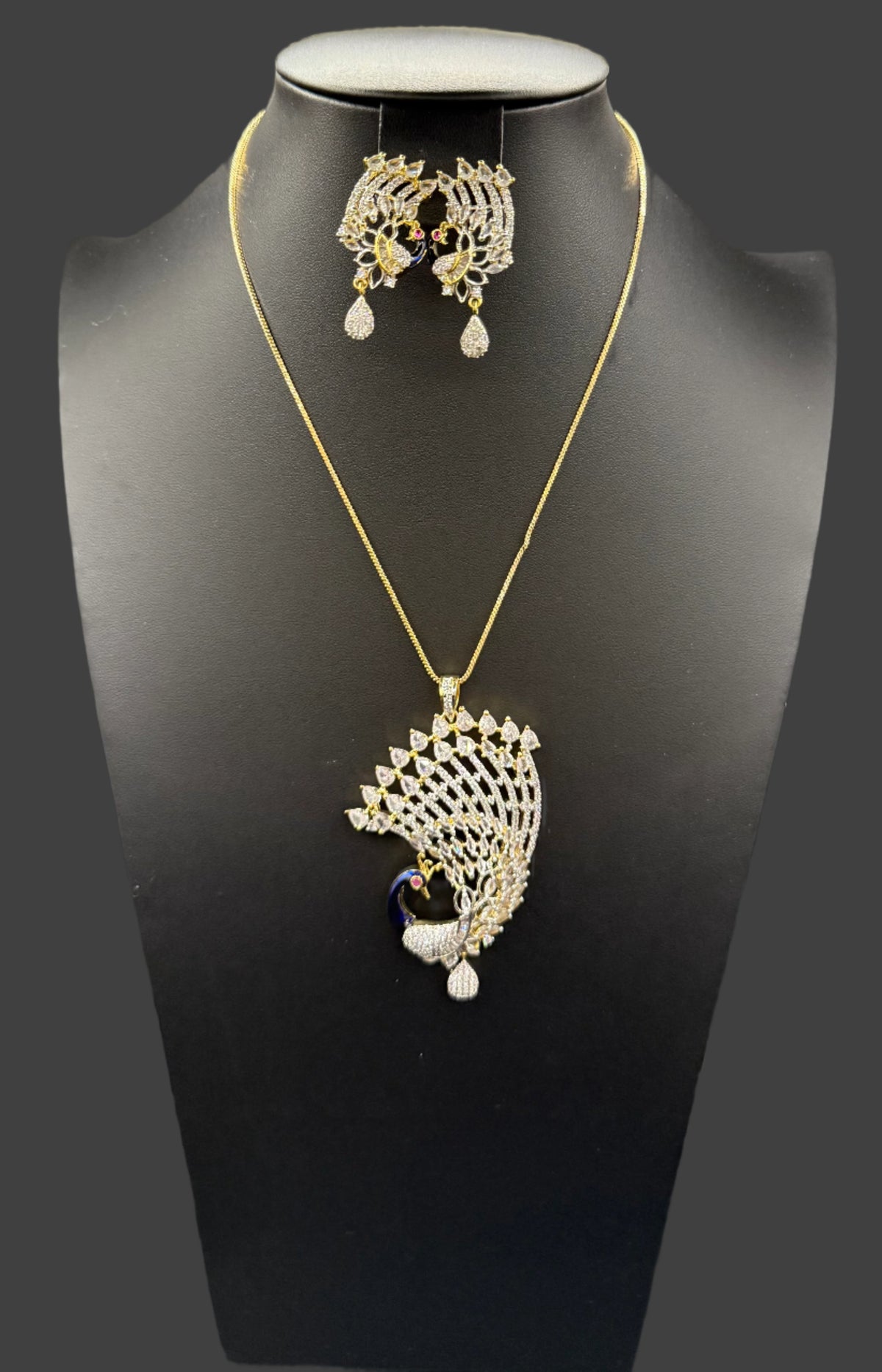 Peacock Pendants Set with earrings | Peacock full wing open– Famaza Couture