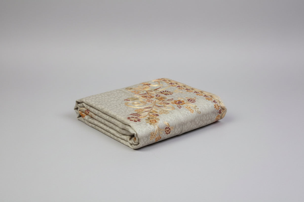 Beige colour Marina scarf or shawl with Kashmiri machine embroidery work with silk thread work in multiple colours.