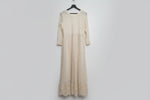 Beige colour long chiffon maxi dress.