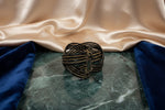 Black and gold glass beaded cuff bracelet for woman.