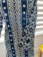 Traditional Ajrak Sindhi Kurta/Dress - Blue/White