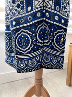 Traditional Ajrak Sindhi Kurta/Dress - Blue/White