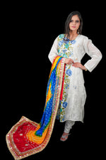 Hand-Painted Floral Chikankari Kurti - Unique Designer Top | Famaza couture