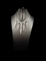 Sparkling Silver Cascade CZ Jewellery Set with Tikka | Famaza Couture
