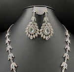 American Diamond & Emerald Necklace Set - Leaf Design | Famaza Couture