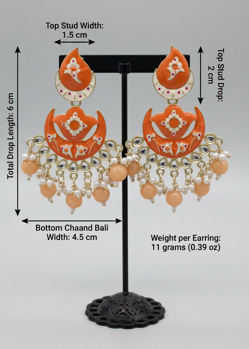 Luxe Enamel painted Teardrop Earrings with Antique Silver Finish | Famaza Couture