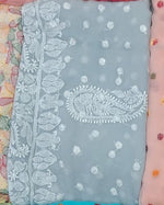 Georgette Saree with chikankari Keel Jaal Embroidery – Elegant Palla Work | Famaza Couture