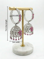 Premium Silver Imitation American Diamond Jhumka Earrings | Famaza Couture