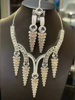 Sparkling Silver Cascade CZ Jewellery Set with Tikka | Famaza Couture