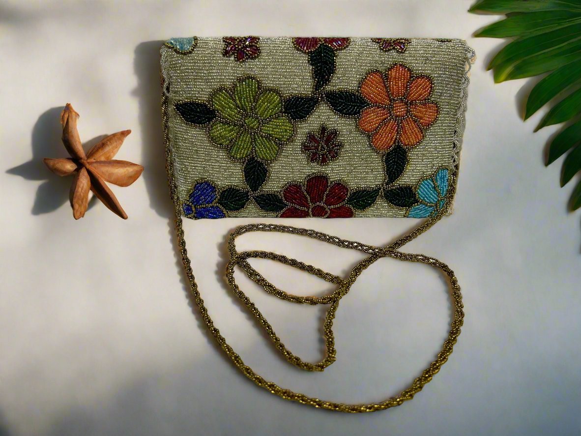 Clutch Bag - White Multicolored Floral