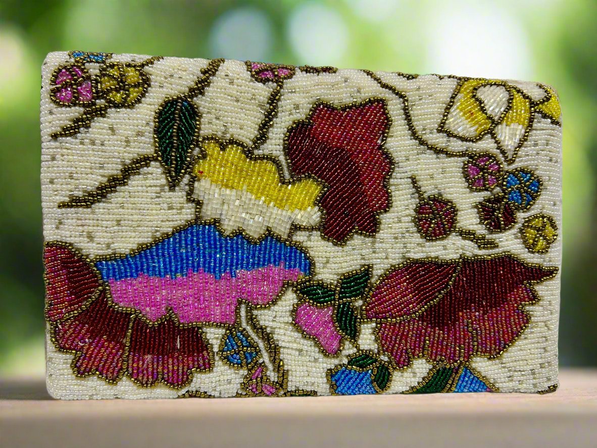 Clutch Bag - White Multicolored Floral 2