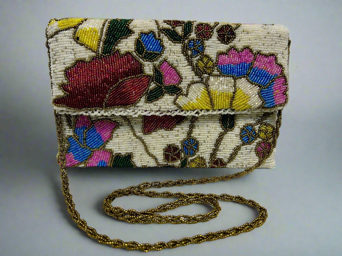 Clutch Bag - White Multicolored Floral 2