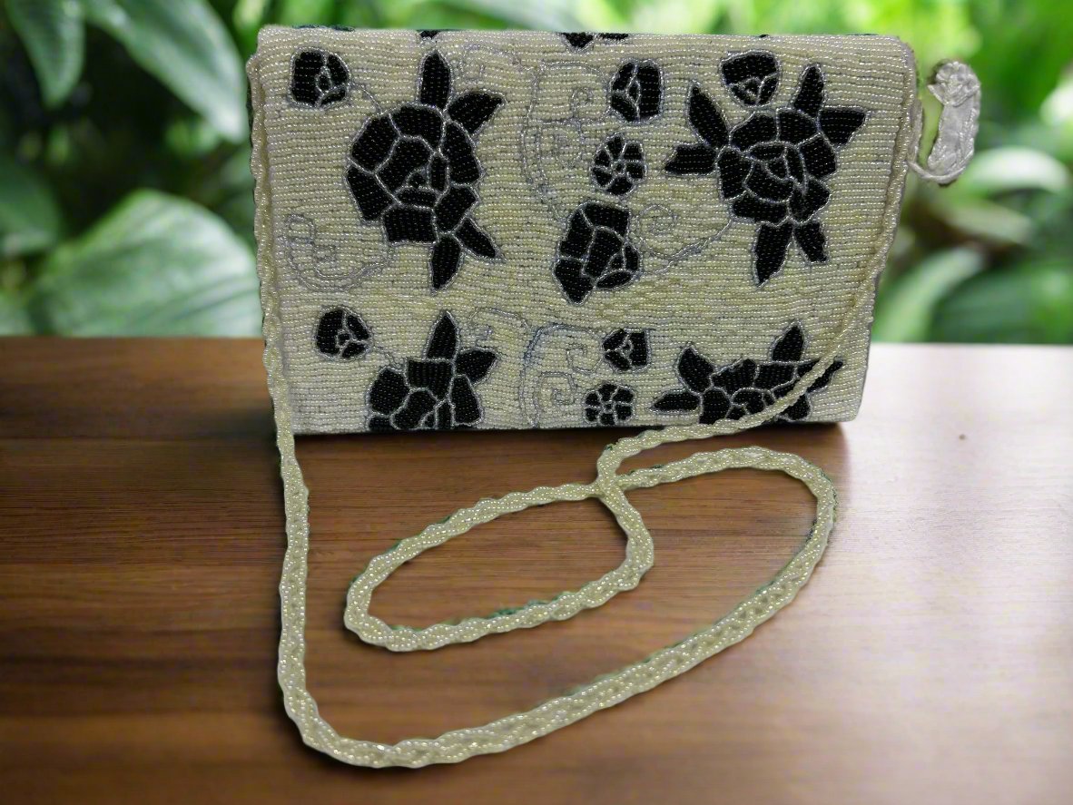 Clutch Bag - White Black Floral