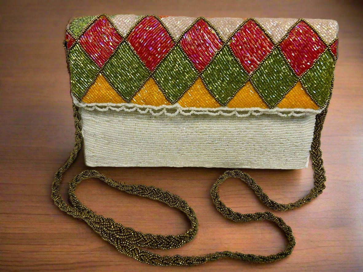 Clutch Bag - White Multicolored Diamond