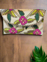 Colored Floral Handcrafted Clutch Bag