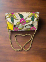 Colored Floral Handcrafted Clutch Bag