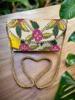 Colored Floral Handcrafted Clutch Bag