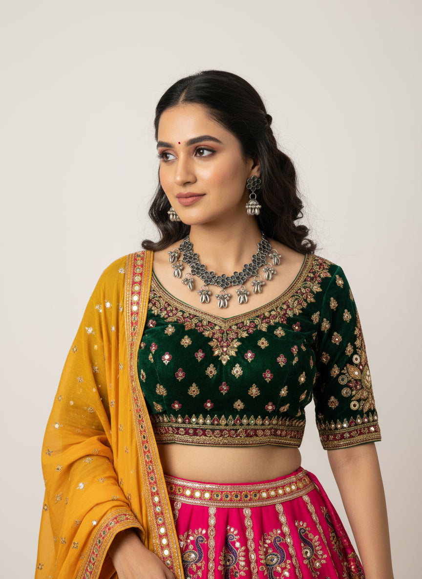 Oxidised Silver Choker & Earrings Set – Hand-crafted Vintage Jewellery by Famaza Couture