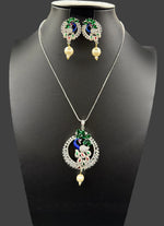 Peacock Pendants Set with earrings | Peacock sitting on swing– Famaza Couture