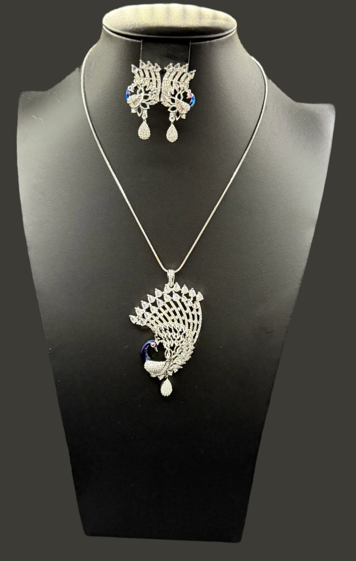 Peacock Pendants Set with earrings | Peacock full wing open– Famaza Couture