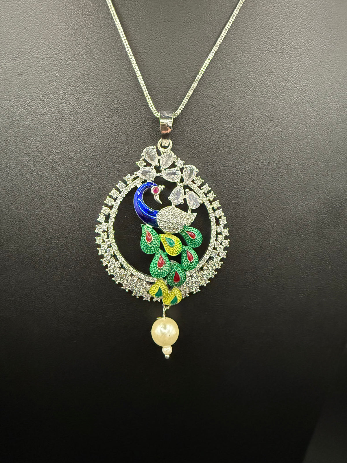 Peacock Pendants Set with earrings | Peacock sitting on swing– Famaza Couture