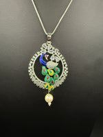 Peacock Pendants Set with earrings | Peacock sitting on swing– Famaza Couture