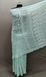 Full Jaal Chikankari Georgette Saree with Palla Keel Jaal Work – Elegant Ethnic Wear