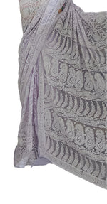 Full Jaal Chikankari Georgette Saree with Palla Keel Jaal Work – Elegant Ethnic Wear