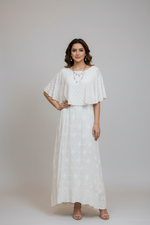 Chikankari cape dress styled for evening events