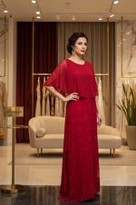 Handmade-Chikankari-Cape-Dress-Luxury-Viscose-red