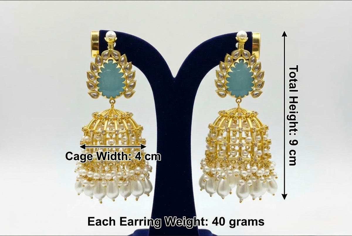 Royal Monalisa Stone & Coin Golden Earrings | Bridal & Partywear Wembley