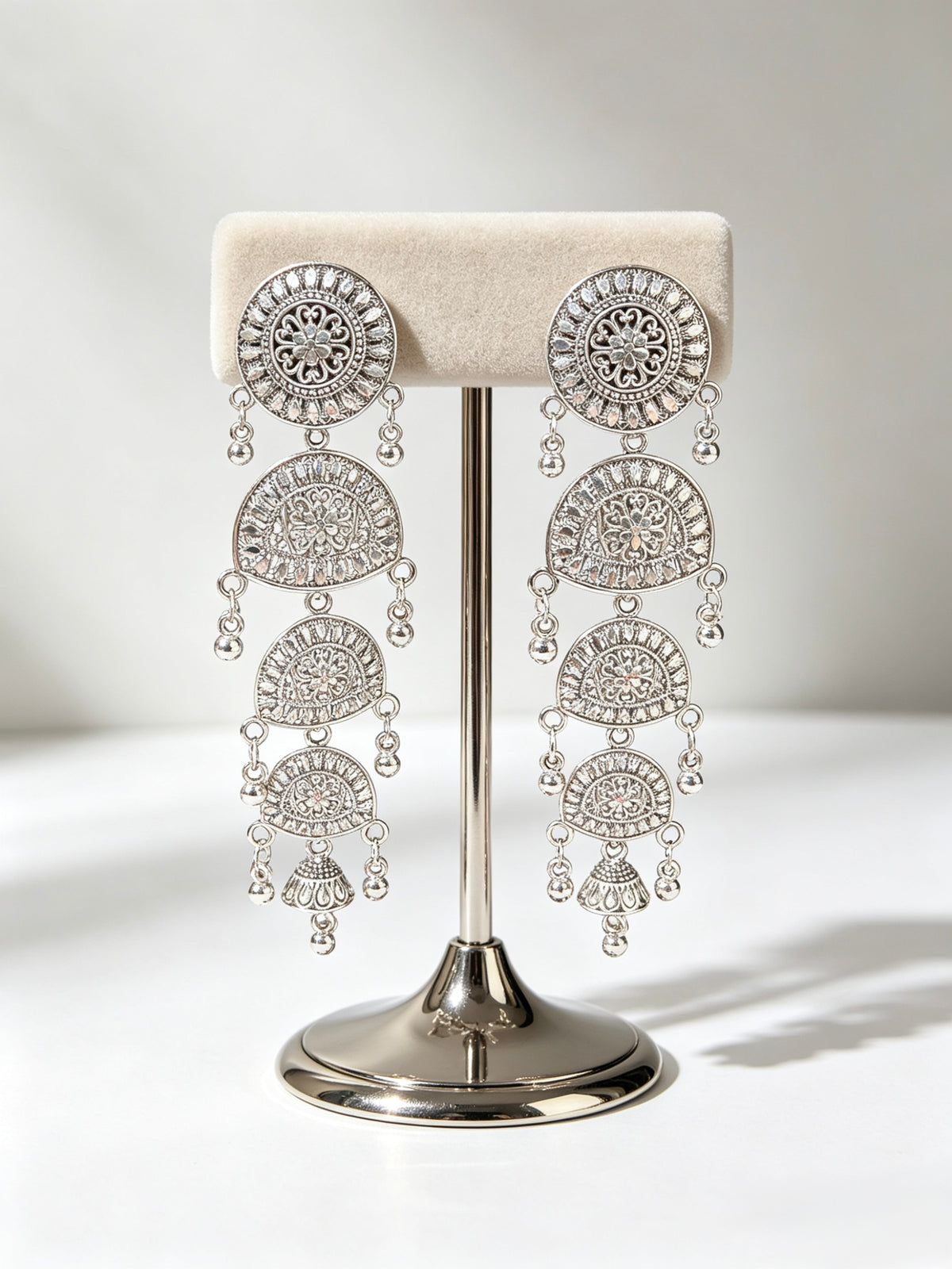The Shanzey Antique Chandbali Earrings | Ultra-Lightweight Oxidised Navratri Jewellery
