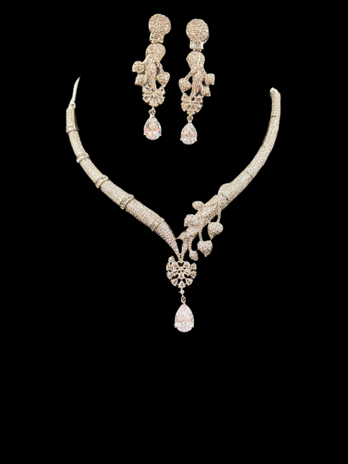 Luxury Handcrafted AD Look Necklace & Earring Set | Elegant Bridal Jewellery – Famaza Couture